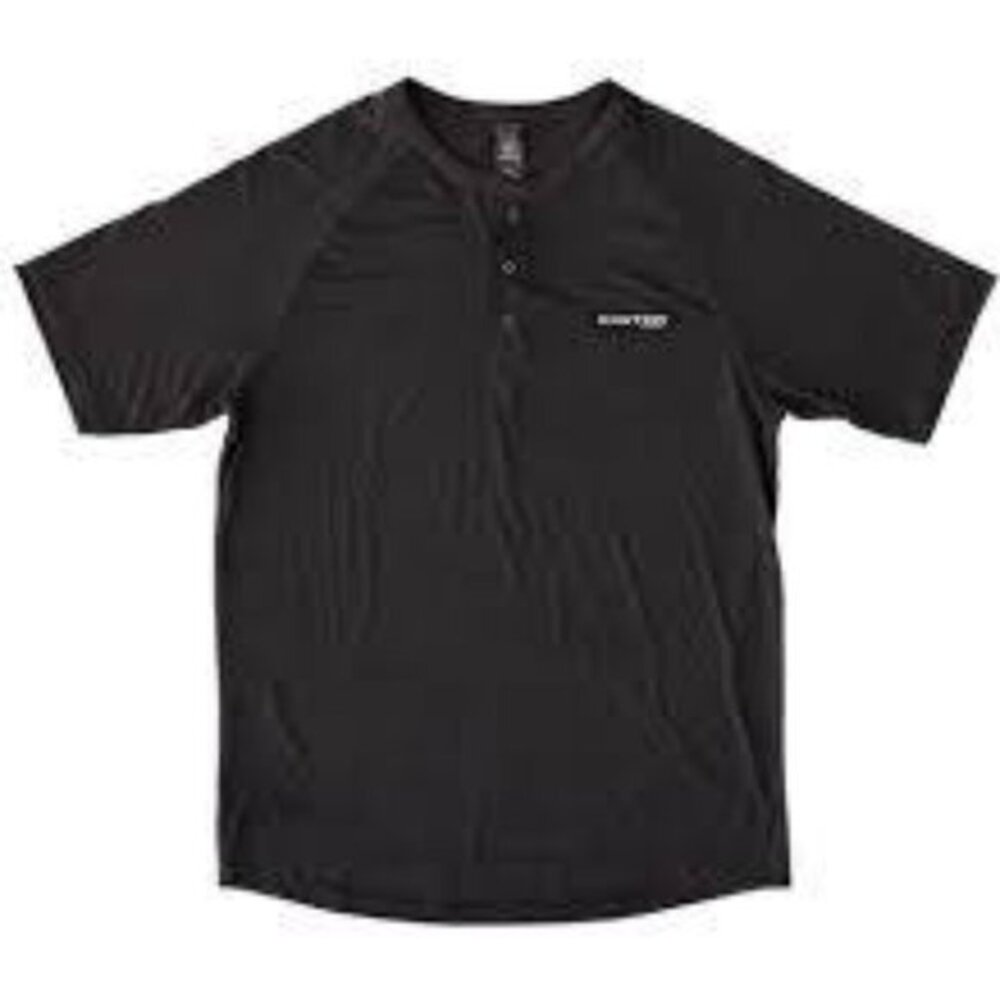 Easton Cycling All Day Henley Charcoal Wool Blend Snap Front Short Sleeve New S